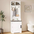 Meuble d'entrée étroit Acekool style ferme avec banc et rangement à chaussures, porte-manteaux, porte coulissante, petit organiseur d'entrée