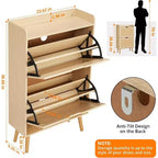 Meuble à chaussures en rotin Acekool - Organisateur d'entrée mince pouvant contenir plus de 15 paires, 2 portes et étagère pour couloir, chambre, blanc et naturel