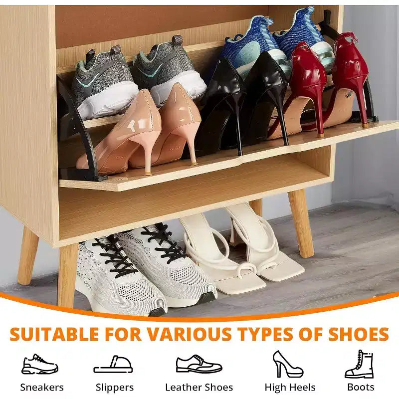 Meuble à chaussures en rotin Acekool - Organisateur d'entrée mince pouvant contenir plus de 15 paires, 2 portes et étagère pour couloir, chambre, blanc et naturel