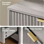 Commode Amada Modern à 6 tiroirs, commode en bois cannelé avec coins arrondis, coulisses de tiroir pré-installées, meuble TV, gris