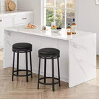 Bar Stools Set of 2 , Counter Height Barstools with Footrest Upholstered and Metal Frame, Round Bar Stools for Kitchen Island