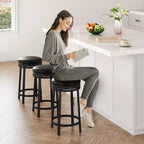 Lot de 2 tabourets de bar, tabourets de bar hauteur comptoir avec repose-pieds rembourrés et structure en métal, tabourets de bar ronds pour îlot de cuisine