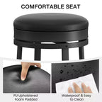 Lot de 2 tabourets de bar, tabourets de bar hauteur comptoir avec repose-pieds rembourrés et structure en métal, tabourets de bar ronds pour îlot de cuisine