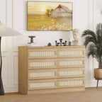 Commode double à 8 tiroirs pour chambre à coucher, commode en rotin, commode en bois moderne, table de chevet pour placard, salon et entrée