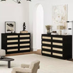 Commode double à 8 tiroirs pour chambre à coucher, commode en rotin, commode en bois moderne, table de chevet pour placard, salon et entrée