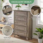 Commode à 5 tiroirs pour chambre à coucher, commode haute en bois de 122 cm avec tiroirs profonds, organisateur de commode moderne pour salon, couloir, entrée