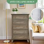 Commode à 5 tiroirs pour chambre à coucher, commode haute en bois de 122 cm avec tiroirs profonds, organisateur de commode moderne pour salon, couloir, entrée