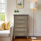 Commode à 5 tiroirs pour chambre à coucher, commode haute en bois de 122 cm avec tiroirs profonds, organisateur de commode moderne pour salon, couloir, entrée