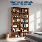 Acekool Armoire de Rangement 6 Étagères, Bibliothèque Industrielle 181 cm de Haut, Meuble de Rangement Utilitaire Haut pour Salon, Chambre, Bureau, Cuisine, Capacité 113 kg