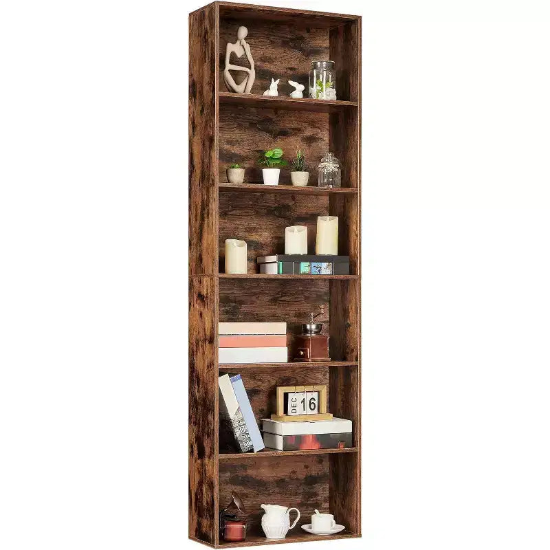 Acekool Armoire de Rangement 6 Étagères, Bibliothèque Industrielle 181 cm de Haut, Meuble de Rangement Utilitaire Haut pour Salon, Chambre, Bureau, Cuisine, Capacité 113 kg