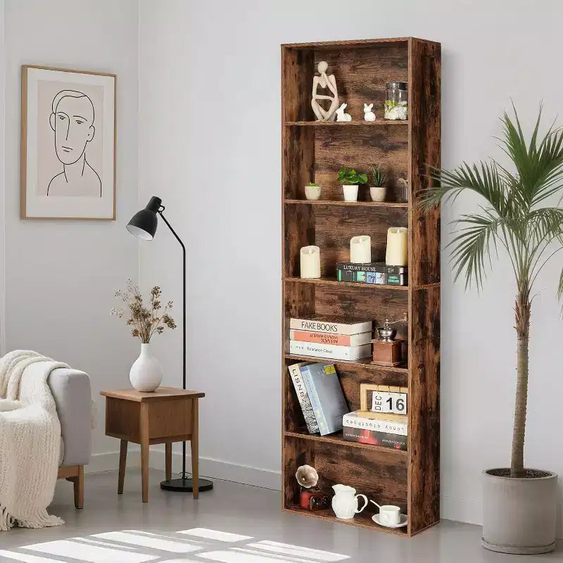 Acekool Armoire de Rangement 6 Étagères, Bibliothèque Industrielle 181 cm de Haut, Meuble de Rangement Utilitaire Haut pour Salon, Chambre, Bureau, Cuisine, Capacité 113 kg