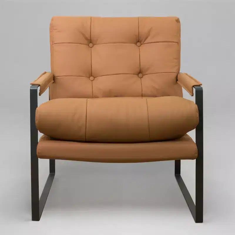 Art Leon Genuine Leather Accent Chair with Tufted Seat and Back