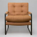 Art Leon Genuine Leather Accent Chair with Tufted Seat and Back