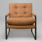 Art Leon Genuine Leather Accent Chair with Tufted Seat and Back