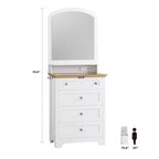 Coolmee Commode 4 Tiroirs avec Miroir, Station de Charge et Bande LED, Coiffeuse Moderne pour Petits Espaces, Chambre, Salon, Entrée