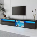Bestier Modern TV Stand for TVs Up to 105 with 2 Glass Shelves, Storage Media Console, Versatile TV Cabinet with LED Lights for Living Room, Black