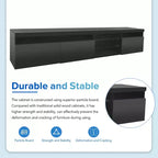 Meuble TV moderne Bestier pour téléviseurs jusqu'à 105 pouces avec 2 étagères en verre, console multimédia de rangement, meuble TV polyvalent avec lumières LED pour le salon, noir
