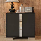 Bestier Table de chevet miroir avec 2 tiroirs, Table d'appoint moderne avec rangement pour chambre à coucher, Table d'appoint pour salon, Noir