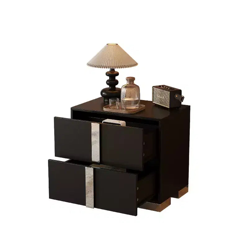 Bestier Table de chevet miroir avec 2 tiroirs, Table d'appoint moderne avec rangement pour chambre à coucher, Table d'appoint pour salon, Noir