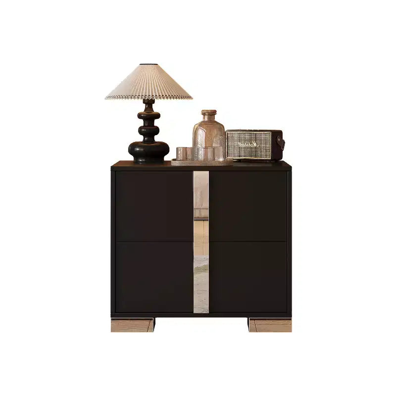 Bestier Table de chevet miroir avec 2 tiroirs, Table d'appoint moderne avec rangement pour chambre à coucher, Table d'appoint pour salon, Noir