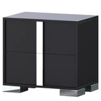 Bestier Table de chevet miroir avec 2 tiroirs, Table d'appoint moderne avec rangement pour chambre à coucher, Table d'appoint pour salon, Noir