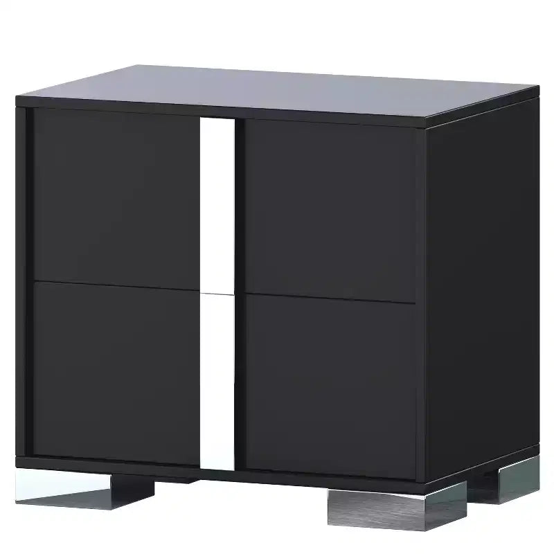 Bestier Table de chevet miroir avec 2 tiroirs, Table d'appoint moderne avec rangement pour chambre à coucher, Table d'appoint pour salon, Noir