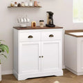 Buffet Cabinet, Sideboard - White Farmhouse Coffee Bar with 2 Doors, 2 Drawers & Adjustable Shelves for Dining Room, Living Room, Apartment