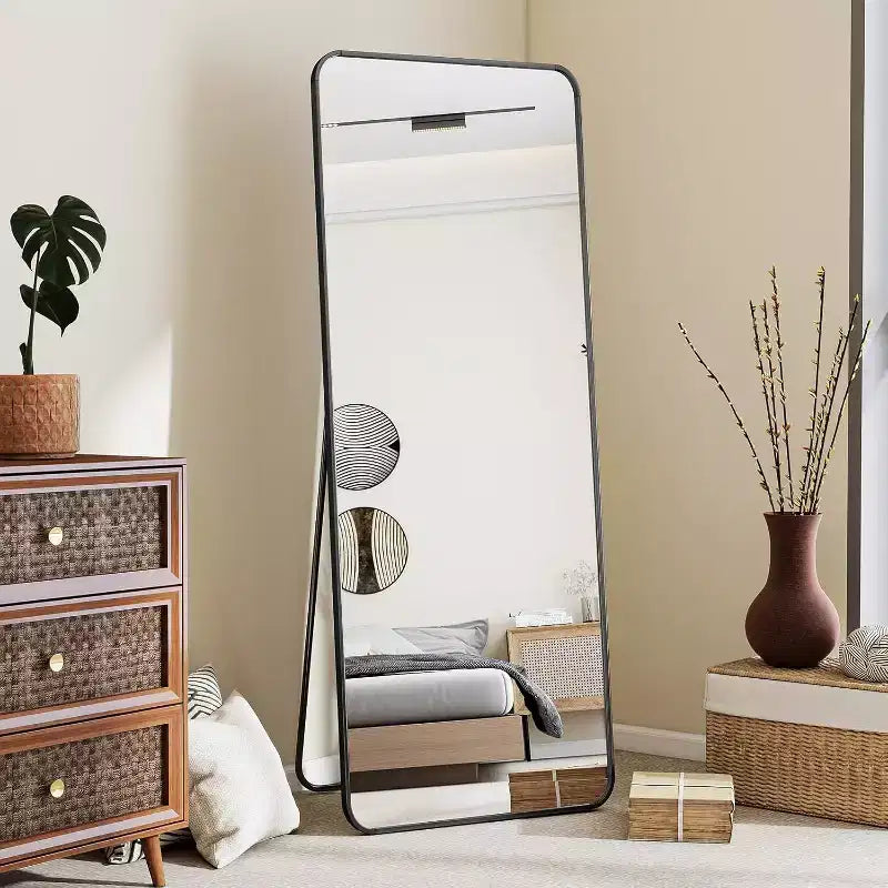 Miroir pleine longueur 56 x 21 avec coins arrondis, miroir sur pied, à suspendre ou à poser dans une chambre ou un dressing