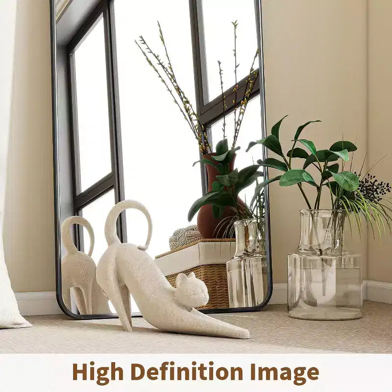 Miroir pleine longueur 56 x 21 avec coins arrondis, miroir sur pied, à suspendre ou à poser dans une chambre ou un dressing