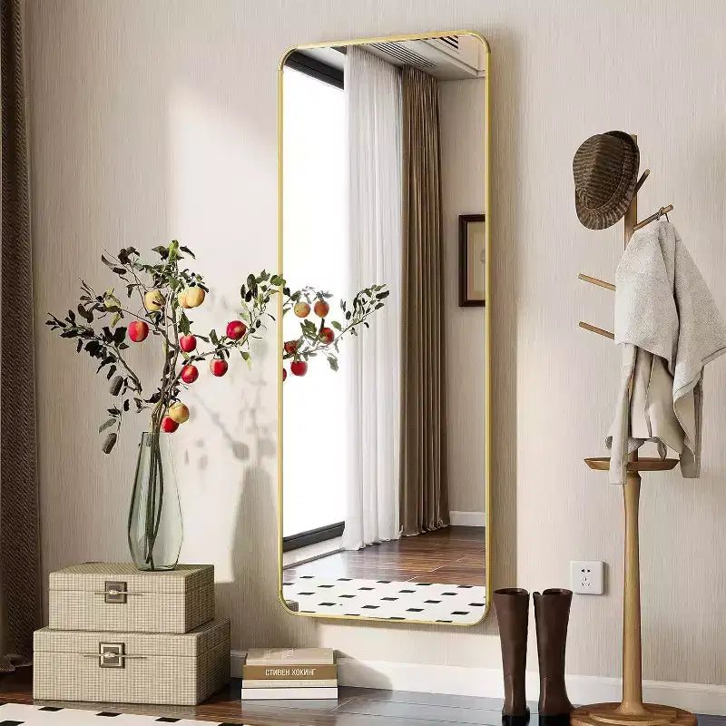 Miroir pleine longueur 56 x 21 avec coins arrondis, miroir sur pied, à suspendre ou à poser dans une chambre ou un dressing