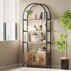 Étagère Arche, Bibliothèque voûtée à 4 niveaux avec portes de rangement, Étagère industrielle de 181,6 cm de hauteur