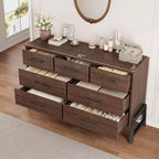Commode de chambre à 7 tiroirs, commode autoportante de 52 cm de large avec rangement, meuble de rangement en bois pour salon, chambre, entrée