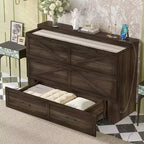 Lit armoire escamotable Bellemave Queen Size de style rustique avec station de recharge et tiroir de rangement, gris rustique
