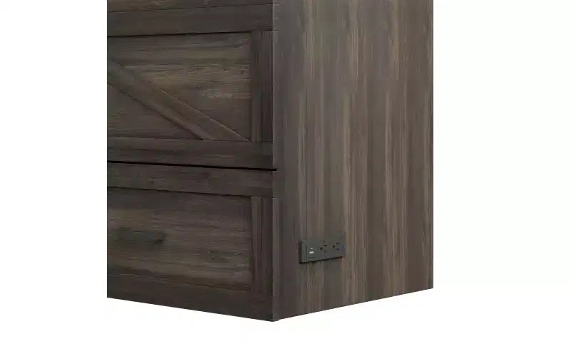 Lit armoire escamotable Bellemave Queen Size de style rustique avec station de recharge et tiroir de rangement, gris rustique