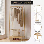 Portant à Vêtements en Bambou, Portant Autonome avec Étagère de Rangement et Tringle, Organisateur de Vêtements en Bois peu encombrant pour Chambre, Salon