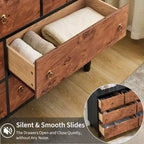 Commode 6 tiroirs pour chambre à coucher, organisateur de rangement avec double poignée rustique, commode en bois, meuble TV, commode pour placard, salon, couloir