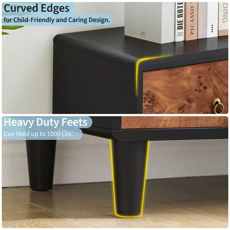 Commode 6 tiroirs pour chambre à coucher, organisateur de rangement avec double poignée rustique, commode en bois, meuble TV, commode pour placard, salon, couloir