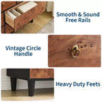 Commode 6 tiroirs pour chambre à coucher, organisateur de rangement avec double poignée rustique, commode en bois, meuble TV, commode pour placard, salon, couloir