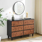 6 Drawer Dresser for Bedroom,Storage Organizer with Double Rustic Handle,Wooden Dresser TV Stand,Chest of Drawers for Closet,Living Room,Hallway