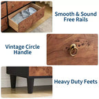 Commode 6 tiroirs pour chambre à coucher, organisateur de rangement avec double poignée rustique, commode en bois, meuble TV, commode pour placard, salon, couloir