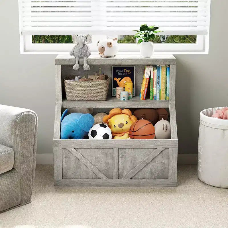 Coolmee Bibliothèque et rangement de jouets pour enfants, bibliothèque en bois pour tout-petits, grands casiers pour salle de jeux, chambre d'enfant, crèche, salle de classe, école