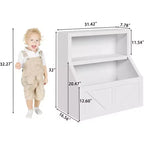Coolmee Bibliothèque et rangement de jouets pour enfants, bibliothèque en bois pour tout-petits, grands casiers pour salle de jeux, chambre d'enfant, crèche, salle de classe, école