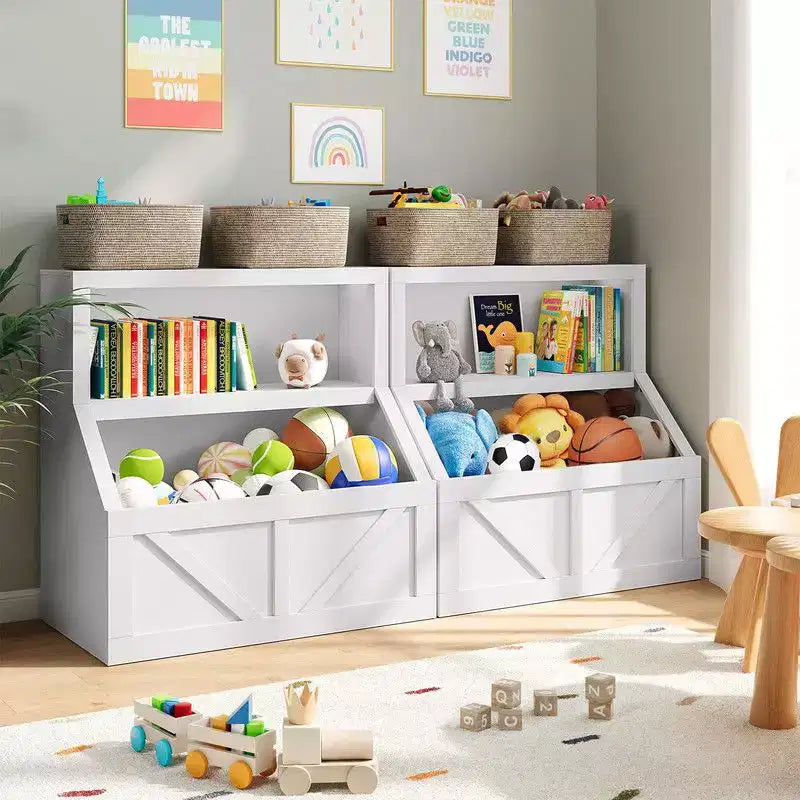 Coolmee Bibliothèque et rangement de jouets pour enfants, bibliothèque en bois pour tout-petits, grands casiers pour salle de jeux, chambre d'enfant, crèche, salle de classe, école