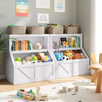 Coolmee Bibliothèque et rangement de jouets pour enfants, bibliothèque en bois pour tout-petits, grands casiers pour salle de jeux, chambre d'enfant, crèche, salle de classe, école