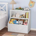Coolmee Kids Bookshelf and Toy Storage, Wooden Toddler Bookcase Cabinet, Children's Large Cubbies for Playroom Bedroom Nursery Classroom School