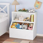 Coolmee Bibliothèque et rangement de jouets pour enfants, bibliothèque en bois pour tout-petits, grands casiers pour salle de jeux, chambre d'enfant, crèche, salle de classe, école