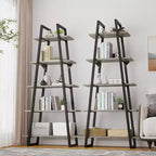 Coolmee Étagère bibliothèque en échelle à 5 niveaux, Bibliothèque sur pied avec étagères, Range-livres haut pour CD, films et livres, Étagère de rangement étroite