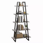 Coolmee Étagère bibliothèque en échelle à 5 niveaux, Bibliothèque sur pied avec étagères, Range-livres haut pour CD, films et livres, Étagère de rangement étroite