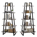 Coolmee Étagère bibliothèque en échelle à 5 niveaux, Bibliothèque sur pied avec étagères, Range-livres haut pour CD, films et livres, Étagère de rangement étroite