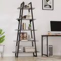 Coolmee Étagère bibliothèque en échelle à 5 niveaux, Bibliothèque sur pied avec étagères, Range-livres haut pour CD, films et livres, Étagère de rangement étroite